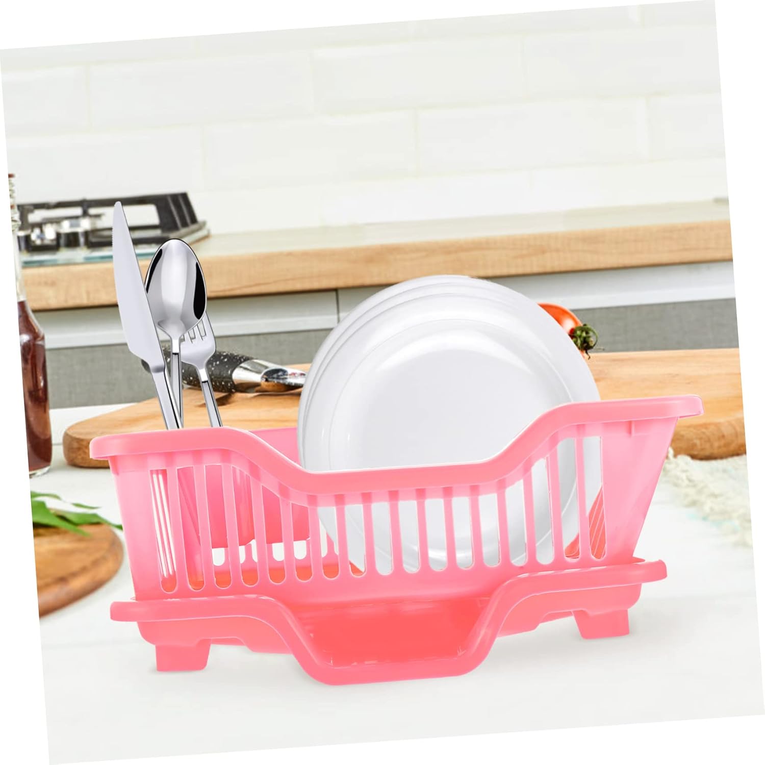 Multifunctional Dish Drying Rack Drainage System Plastic Bowl Dish Rack for Kitchen Countertop Space-Saving Storage Basket for Easy Drying and Organization