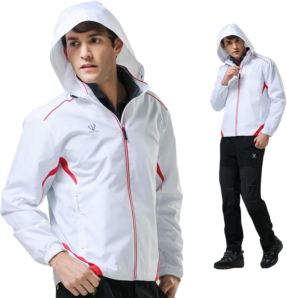 Fuerza Mens Water Resistant Windbreaker Detachable Hooded Golf Jacket