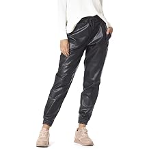 HUE Womens Faux Leather High Waist Jogger Legging