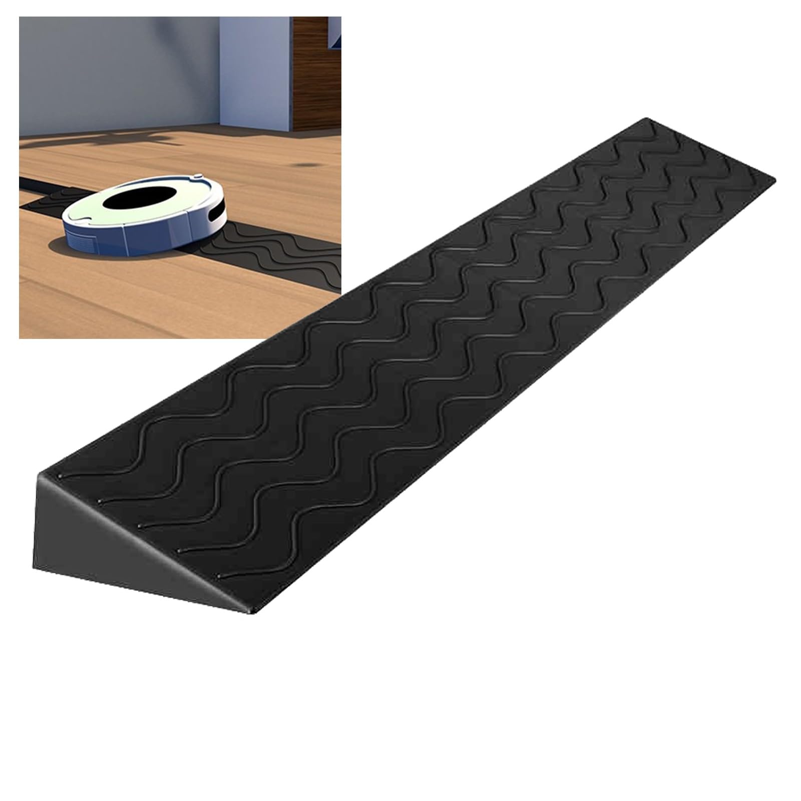 Rampa Coche de Transición de 1 a 10 cm de Altura, Rampas Sillas de Ruedas con Capacidad de 300 Kg, para Silla de Ruedas, Cochecito, Cortable(Black,99 * 13 * 6cm/39 * 5 * 2.4in)