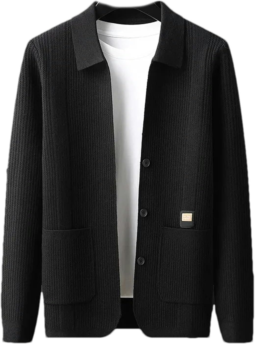 Men Knitted Cardigan Pocket Design Men's Autumn Retro Temperament Casual Lapel Sweater Coat