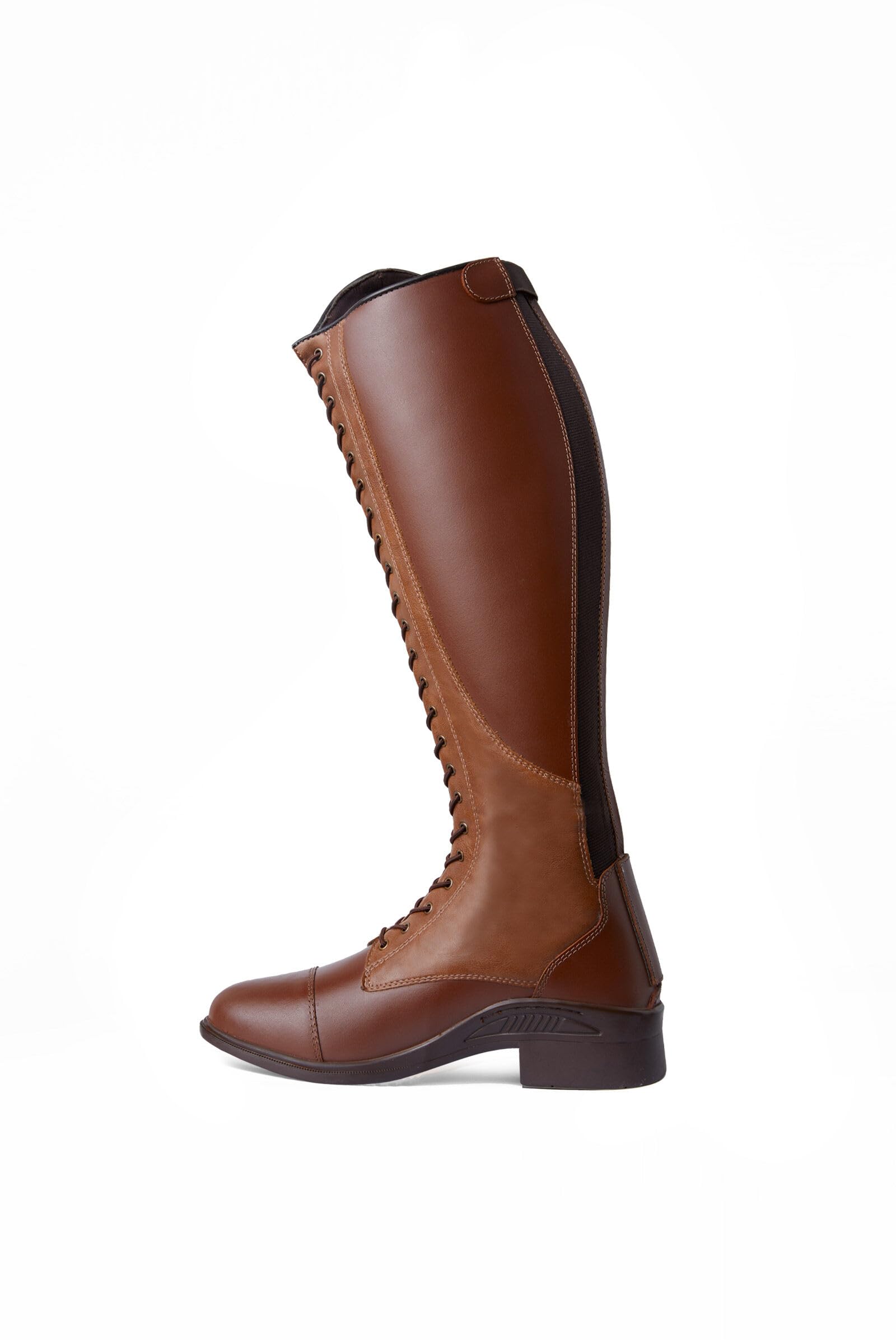 HORZE Damenreitstiefel mit Schnürung – Klassische Leder-Reitstiefel mit Frontschnürung und rückseitigem Reißverschluss, Braun, 37