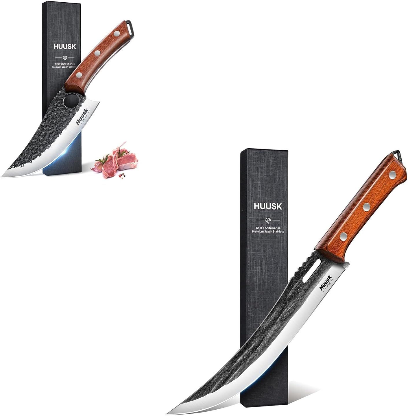 Huusk Hand Forged Carving Knife Bundle With Viking Knife