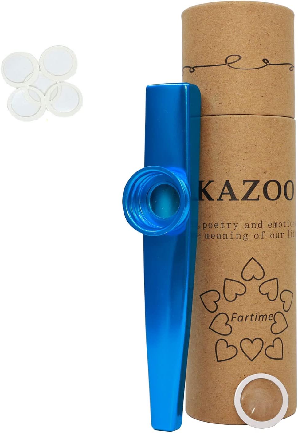 Blue Exquisite Aluminum Alloy Kazoo With 5 Kazoo Flute Diaphragms And A Beautiful Gift Box-Musical Instruments.(blue)…