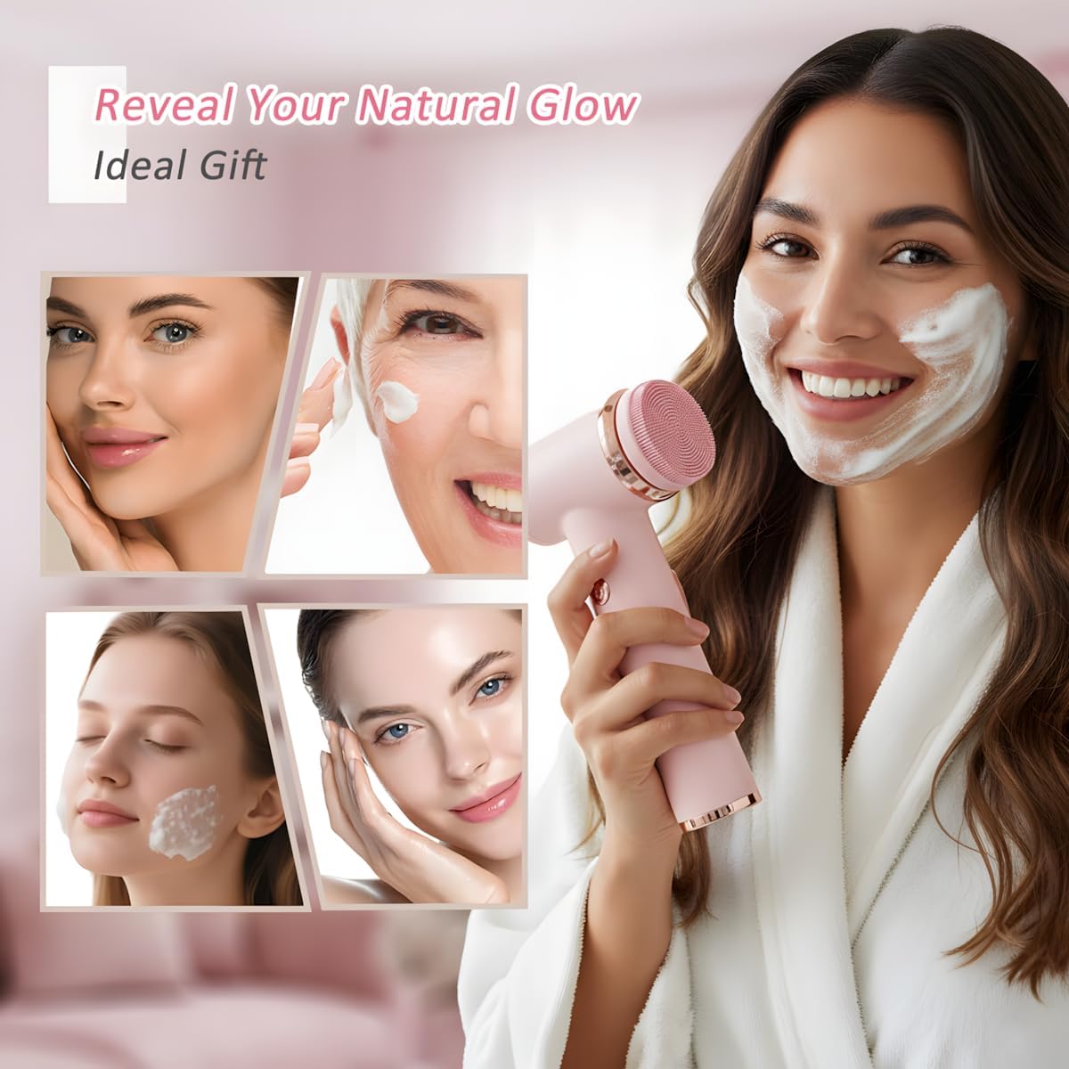 4 in 1 Facial Cleansing Brush, Multi-Function Electrical Face Wash Brush with 5 Speed Adjustable, IPX6 Waterproof Portable Face Scrubber for Deep Cleansing and Exfoliating - Image 7