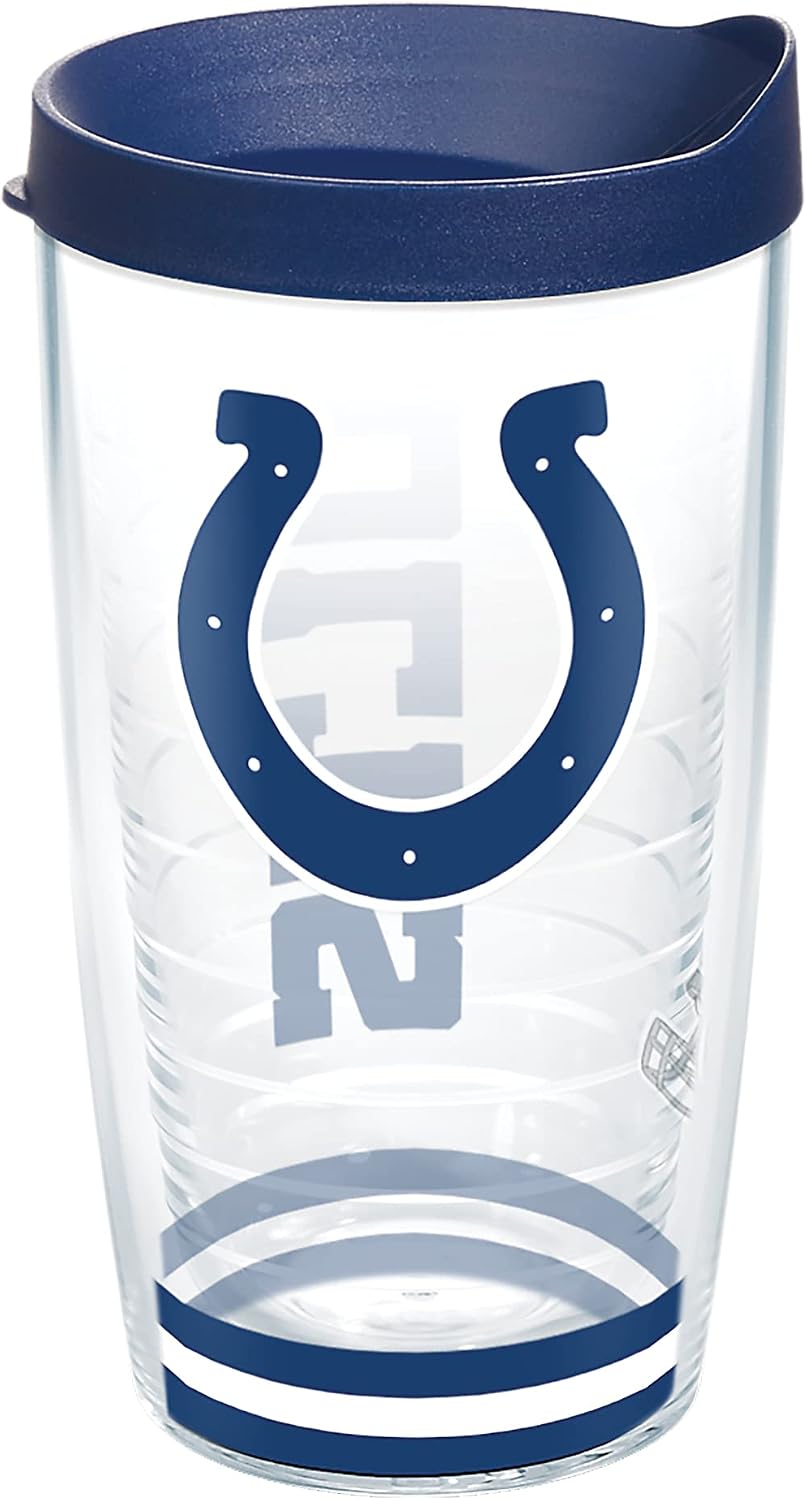 Tervis Made in USA Double Walled NFL Indianapolis Colts Arctic Insulated Tumbler Cup Keeps Drinks Cold & Hot, 16oz, Clear