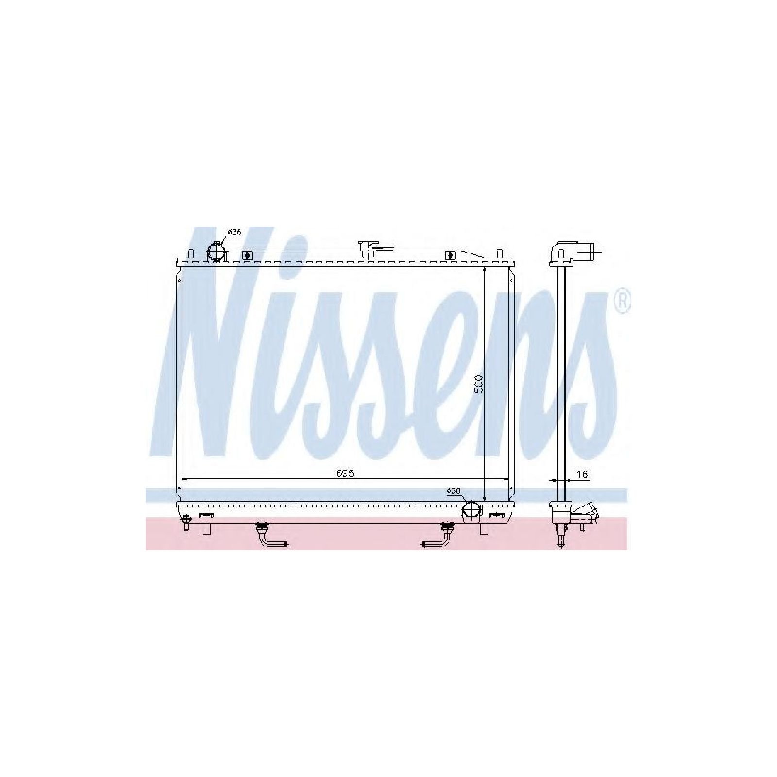 Nissens Radiatore Motore Grupo Rafredamento Radiatore Rafredamento Motore Larghezza Della Rete 688Mm Lunghezza Della Rete 500Mm Profondità Della Rete 16Mm Per Mitsubishi Pajero Iii (V7W, V6W) 628959-image