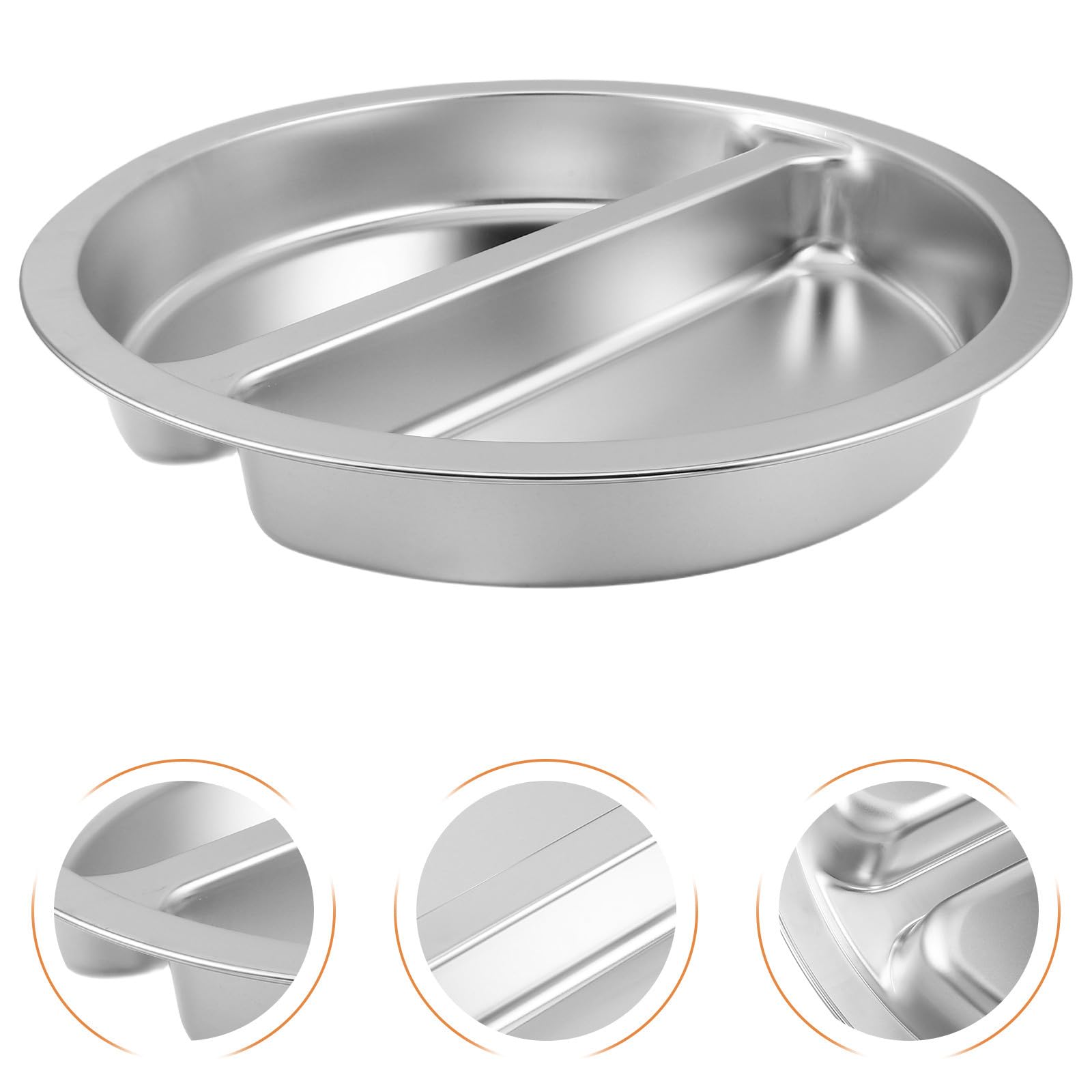 Plato de Buffet Redondo de Acero Inoxidable de 6 L con Doble Compartimento, Diseño Higiénico y Elegante para Fiestas y Hoteles Profesionales
