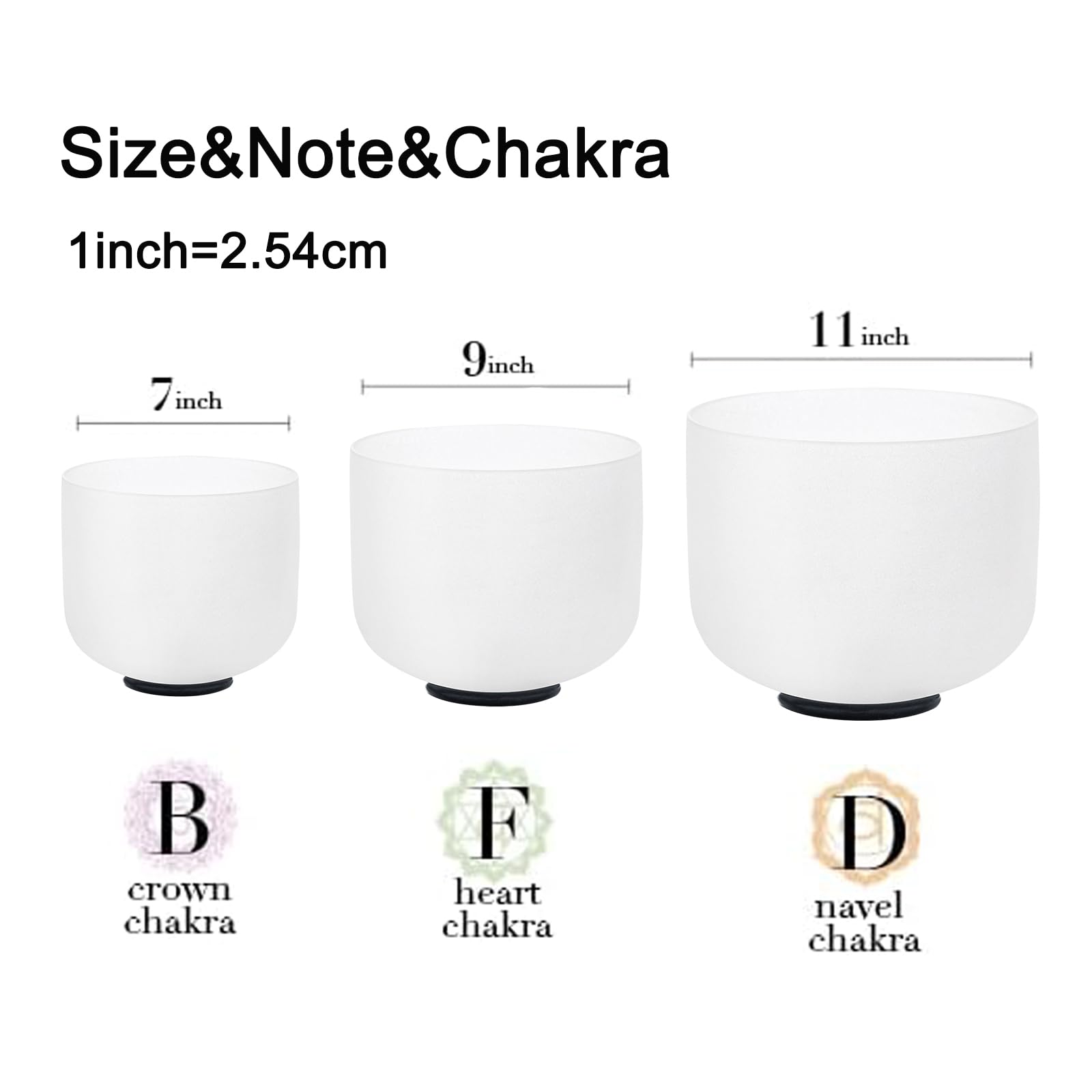 Hye-eun Set von 3 Kristall Singbäuche 432 Hz 7"B-Ton 9"F-Ton 11"D-Ton