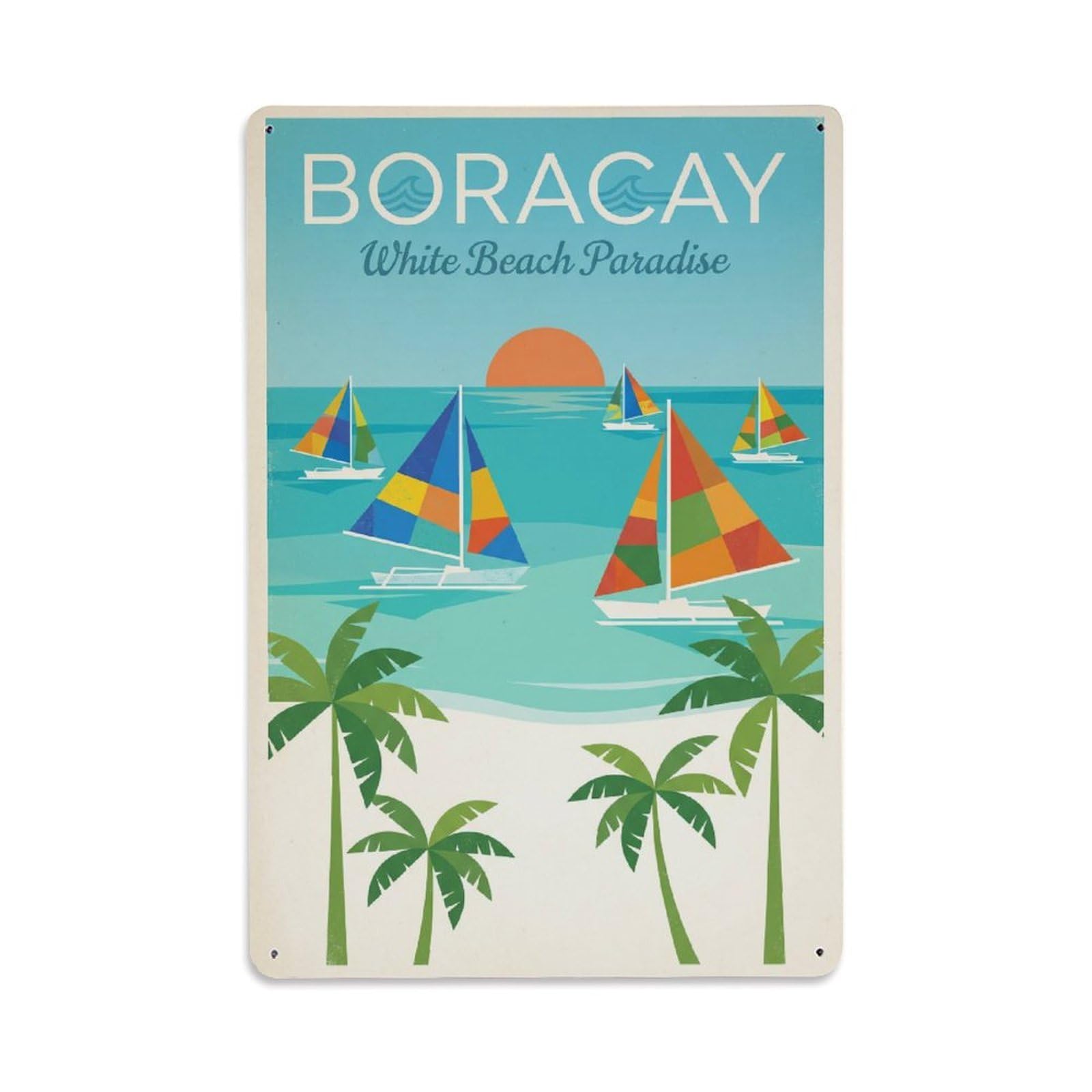 Huiyhb 8X12inch(20X30cm) Travel Retro Philippines Boracay Metal Tin Sign