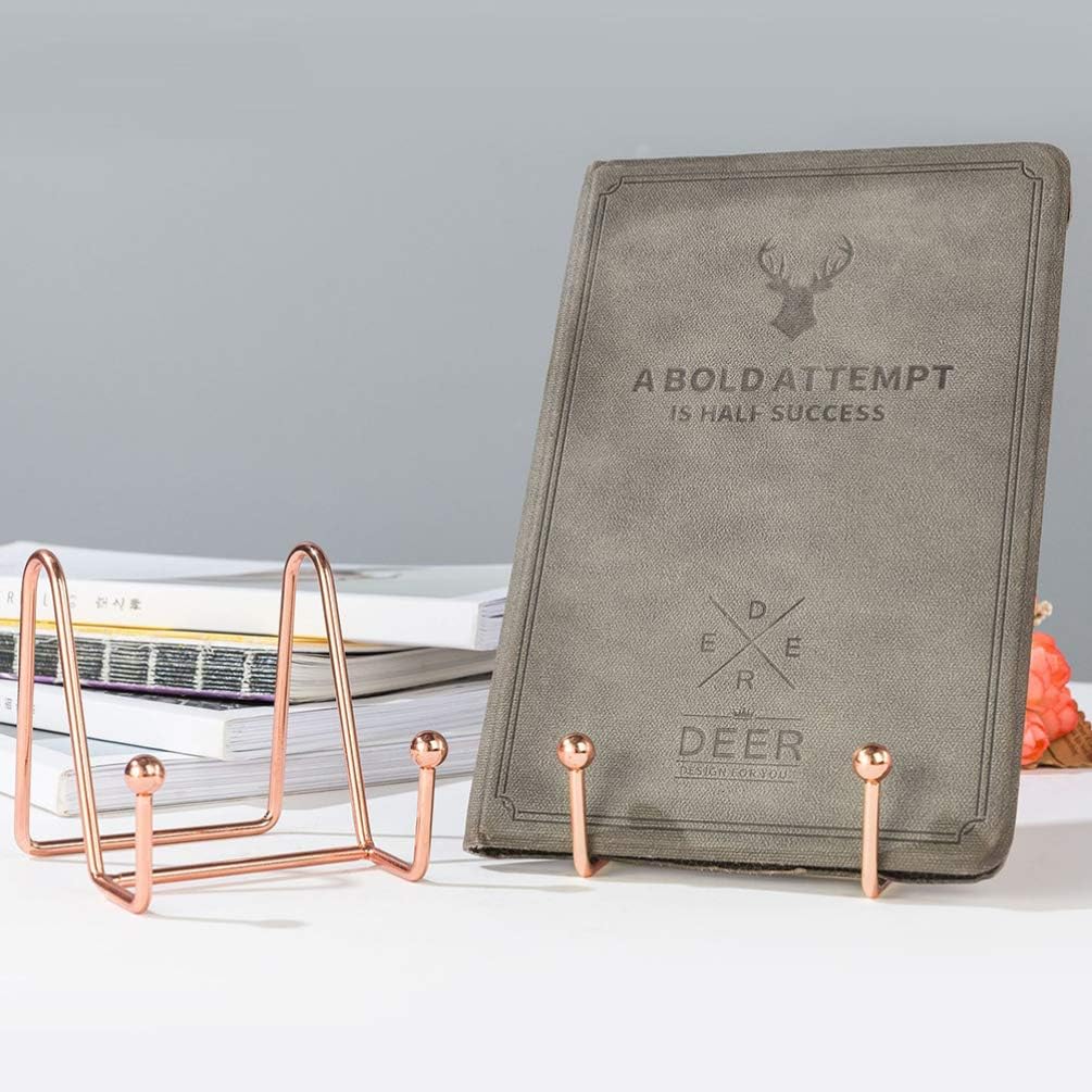 Metal Rose Gold Stand Platter Stand Easel Display Rack for Tea Table Countertop Desktop Office (Size L) - Image 5