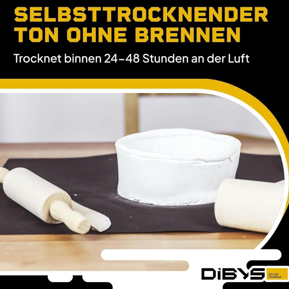 DIBYS Töpfer-Set für Zuhause | Starter mit Modellier-Werkzeug, lufttrocknendem weißen Ton, Farben & Pinsel | DIY-Töpfern für Erwachsene | Kreatives Hobby | Geschenkideen