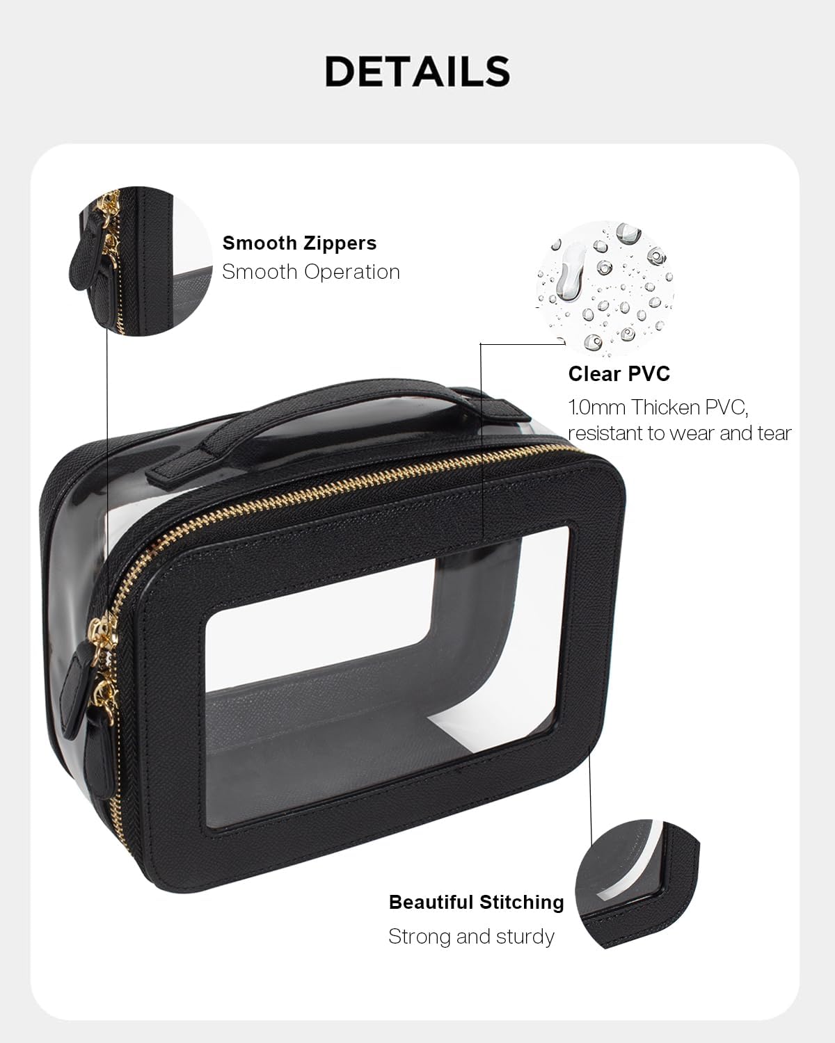 Clear Makeup Bag Set, Small Portable Clear Makeup Bag Cute Waterproof Travel Cosmetic Bag Makeup Pouch TSA Approved Toiletry Bag Women Traveling Car Organizer Car Essentials