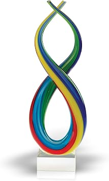 Elegant and Modern Murano Style Art Glass Colorful Centerpiece for Home Decor - Spectrum, 14 Inches