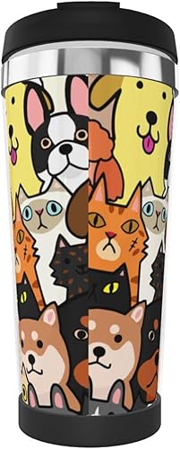 Miniatura 2 de Elpwezua Graffiti - Taza de café para perros y gatos, vaso de acero inoxidable con doble aislamiento al vacío, taza de viaje a prueba de derrames