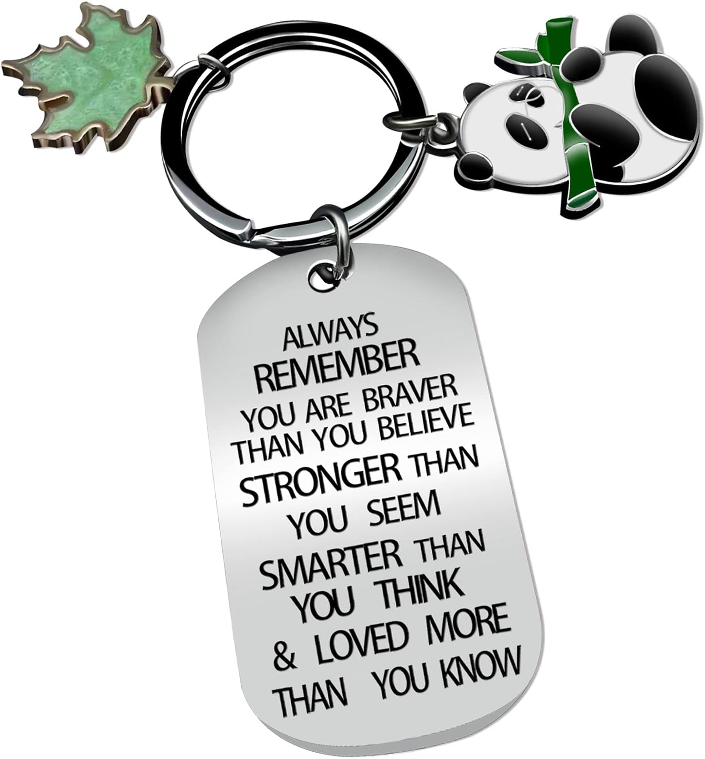 KUSERON Cute Panda Keychain-You are Braver Stronger Smarter Than You Think Inspirational Panda Keychain Christmas Gifts for Women Men Girls Kids Graduate (C)