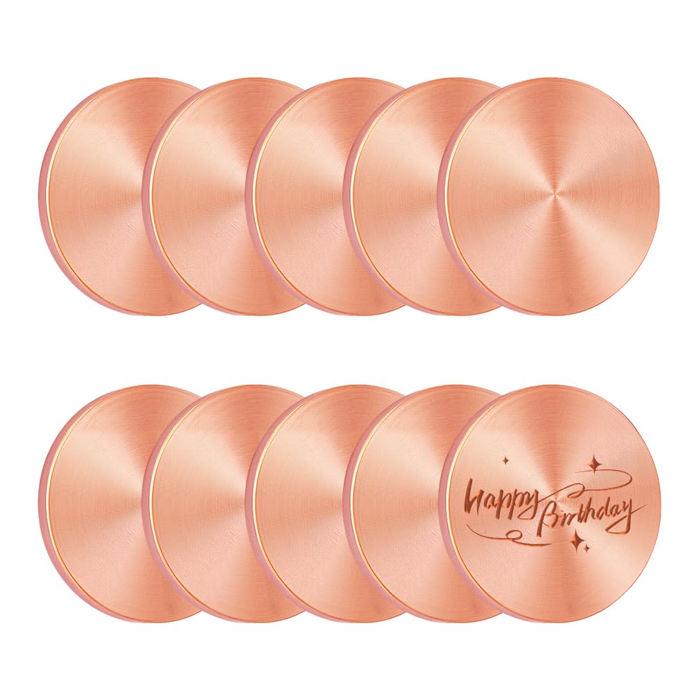 PH PandaHall 10pz Dischetti di Rame Tondi 3.2x0.3cm Piastre Rotonde in Metallo Oro Rosa per Incisione Gioielli Fai da Te Riparazioni Elettriche