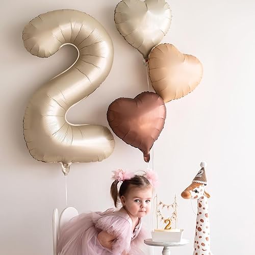 Miniatura 5 de Globos de corazón crema, 10 globos de aluminio blanco crema en forma de corazón, globos de papel de aluminio beige de 18 pulgadas para helio, globo
