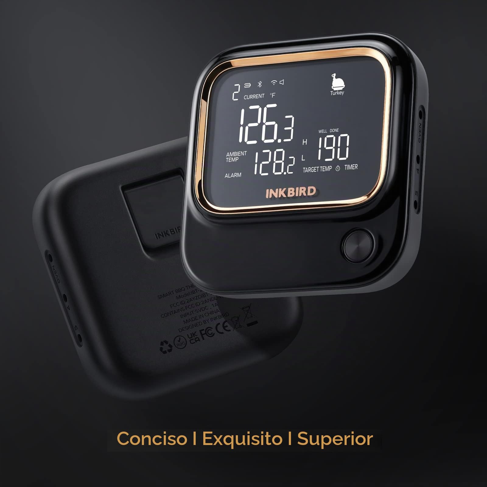 Inkbird IBT-26S - Termómetro Carne, Termómetro Cocina de Bluetooth 5.1 Señal de 70 m y WiFi 5 G, con 4 Sensores de Temperatura, Soporte Magnético, Recargable por USB, Termómetro para Barbacoa