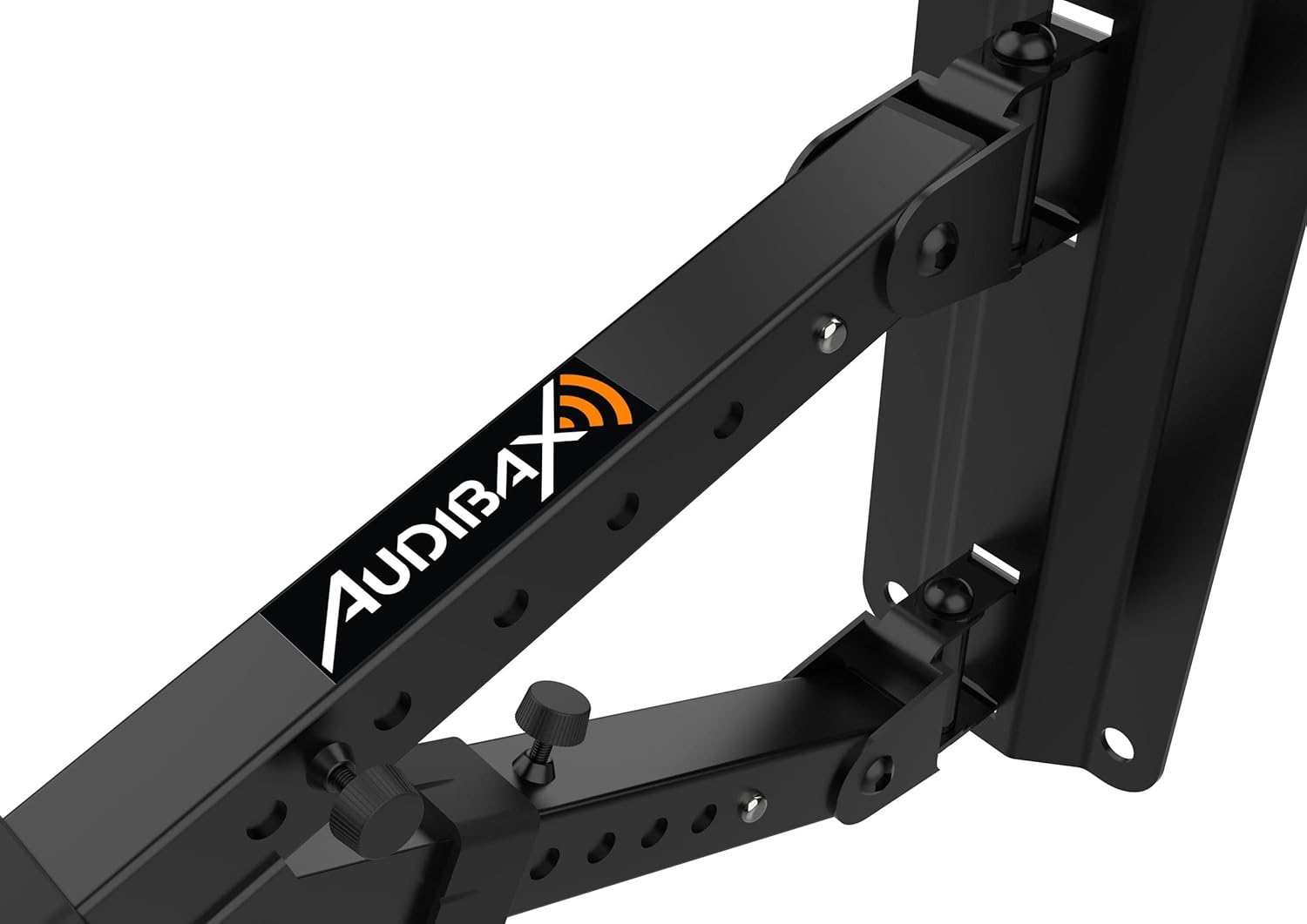 Close-up view of the Audibax Neo 30 speaker wall mount's adjustable joint and locking knob.