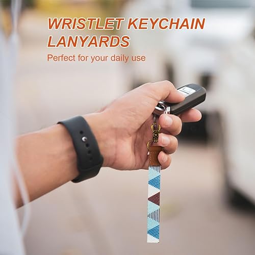 Miniatura 5 de Paquete de 2 correas de muñeca para llaves, credencial de identificación y soporte para billetera con 2 llaveros para hombres y mujeres, Triangle