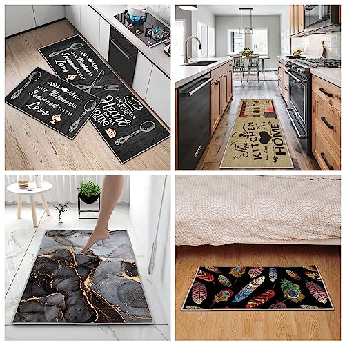 Miniatura 7 de Hsglgna Alfombra De Cocina, 2 Piezas, Antideslizante, Lavable, Para Cocina, Pasillo, Sala De Estar, Dormitorio, Baño Estilo E, 43x75 43x150cm