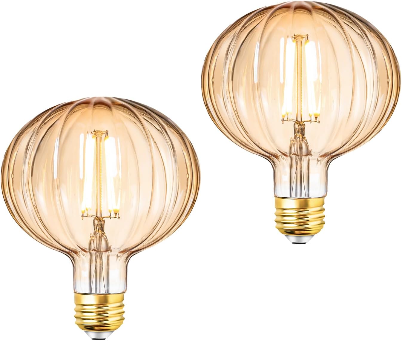 SD LUX Decorative Light Bulbs Vintage LED Edison Bulb 6W 600LM (60W Equivalent) dimmable G40 Globe CRI>90 Medium Base E26 Warm White 2700k, (125BNG, 2 Pack)