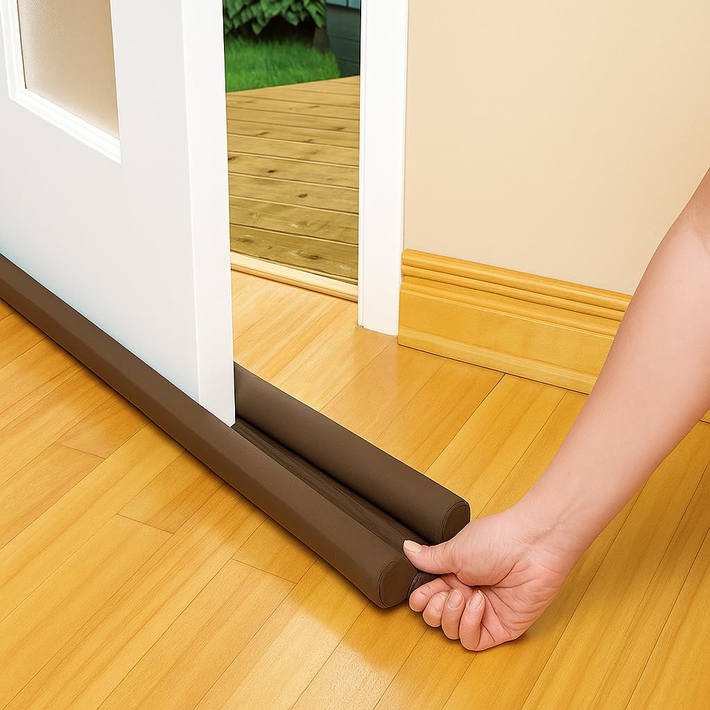 NOU Door Guard for Home, Door Gap Filler, Draft Stopper (39 inches, Pack of 3) | Weatherproof, Soundproof, Dustproof & Insect Guard, Washable & Reusable Door Sweep, Door Bottom Insulation (Brown)