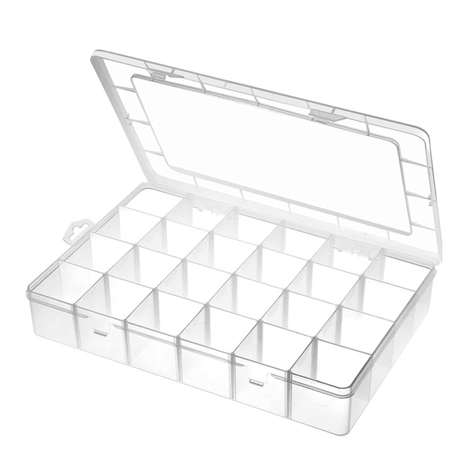 Vynetra Light 24 Compartments Clear Stackable Storage Boxes With Adjustable Dividers For Beads Jewelry Fishing Tackle