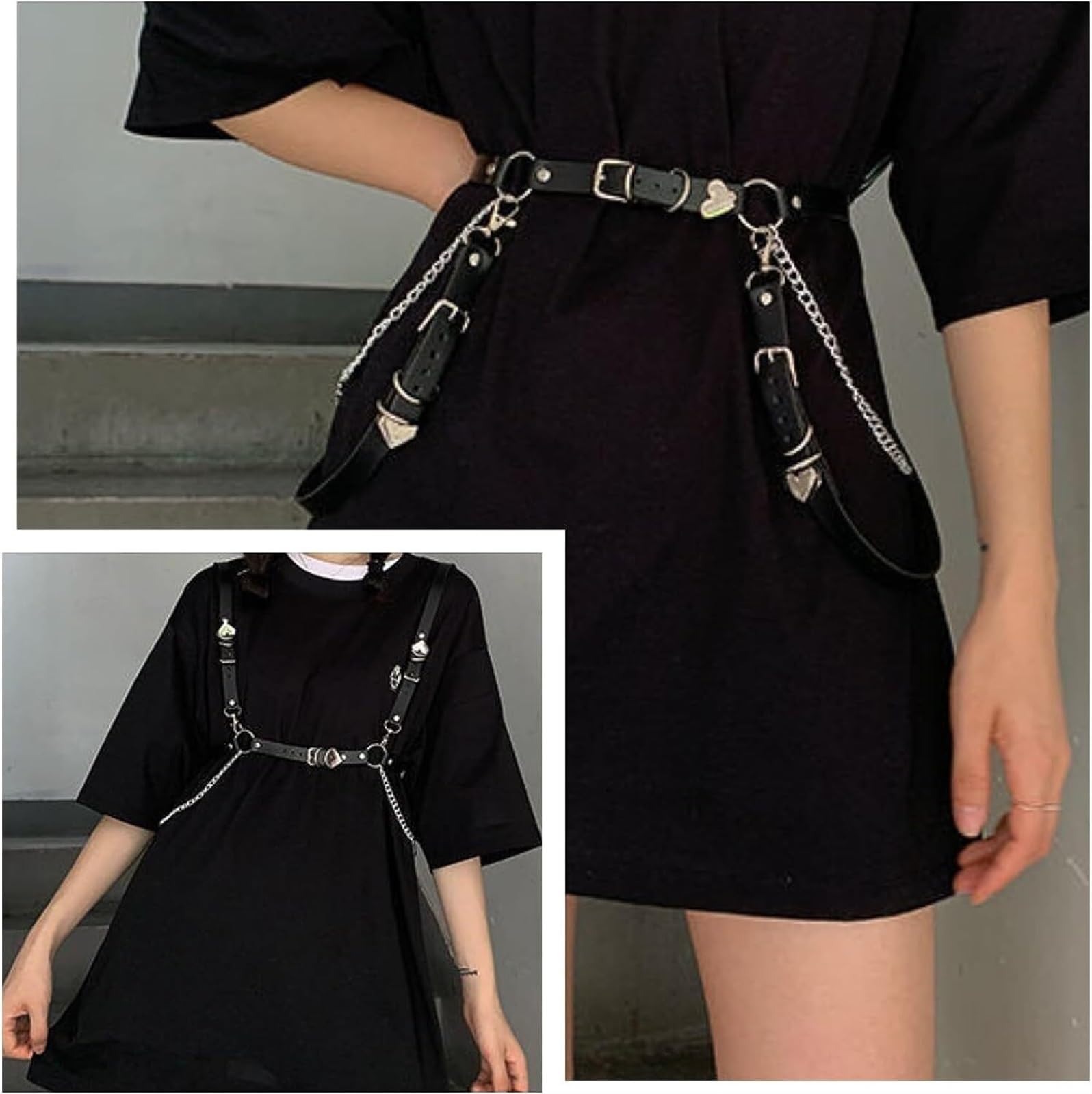 Black Leather Harness Waist Wide Skirt Chain Belt - NEW Black Faux Leather Chain Harness | Hot Topic main image 4
