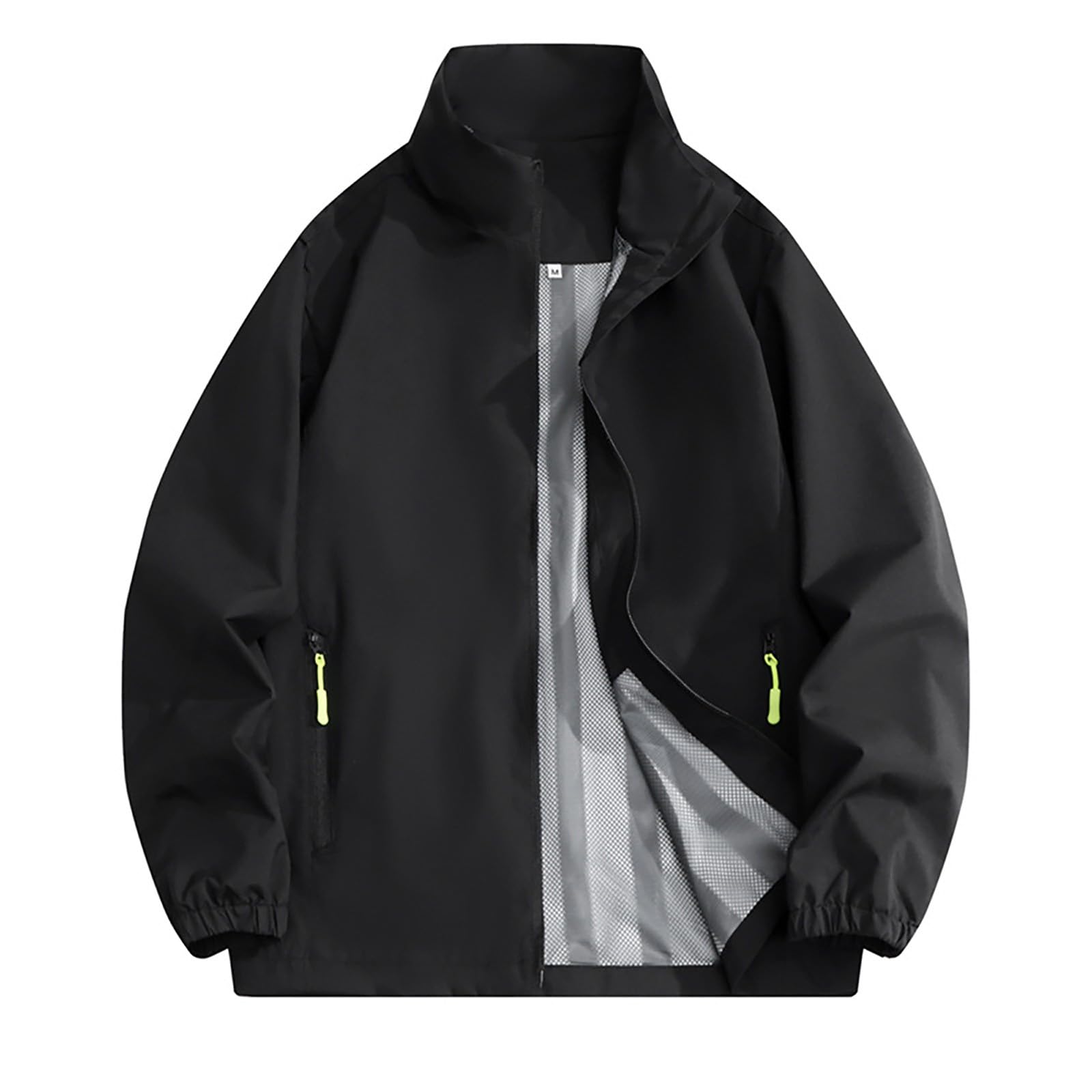 Parka de lluvia para mujer impermeable y ligera con capucha para el viento negro L 5