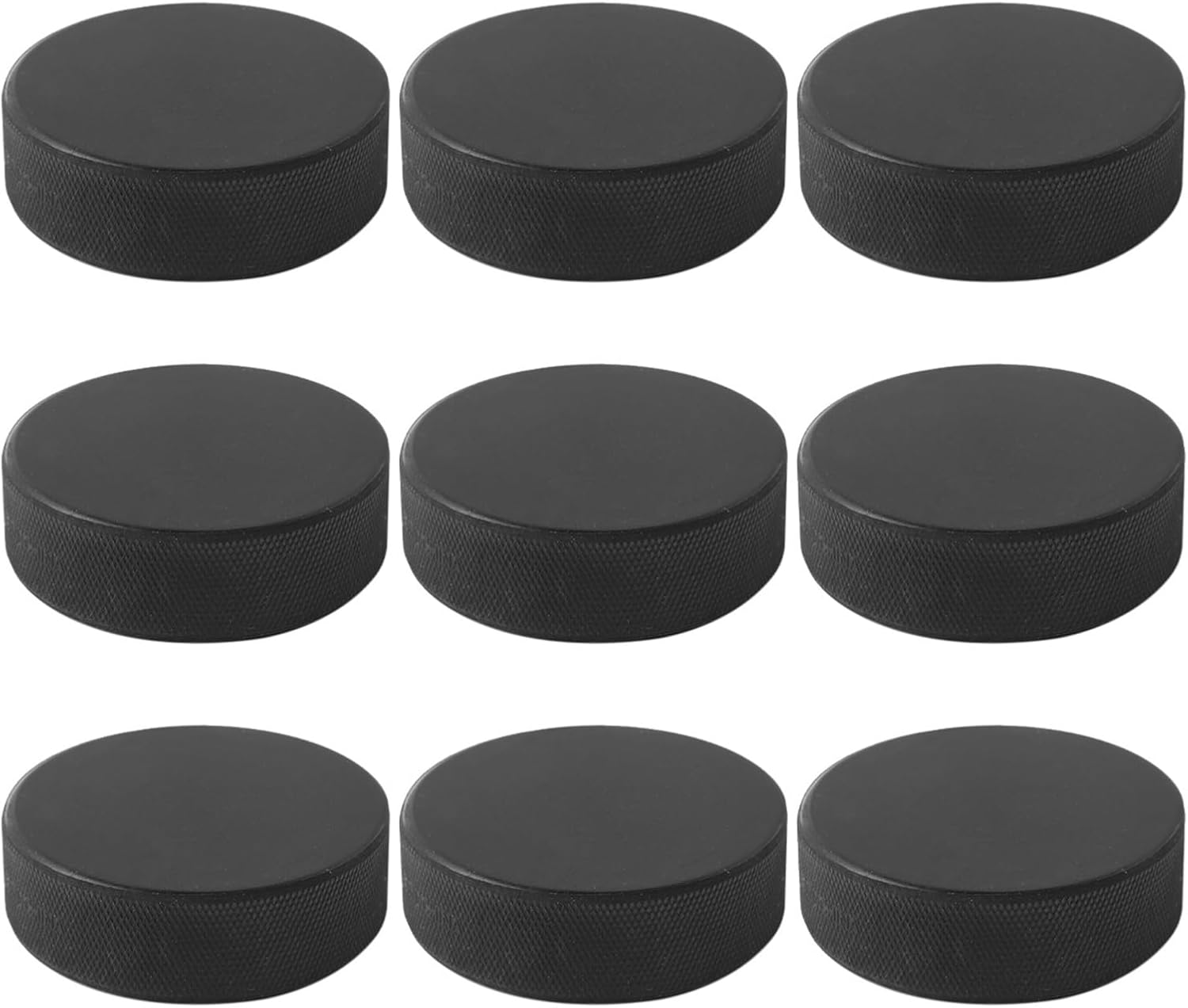 SECFOU 9pcs Black Rubber Ice Hockey Pucks for Training and Practice Official Regulation Size Sports Equipment for Ice Rink Use