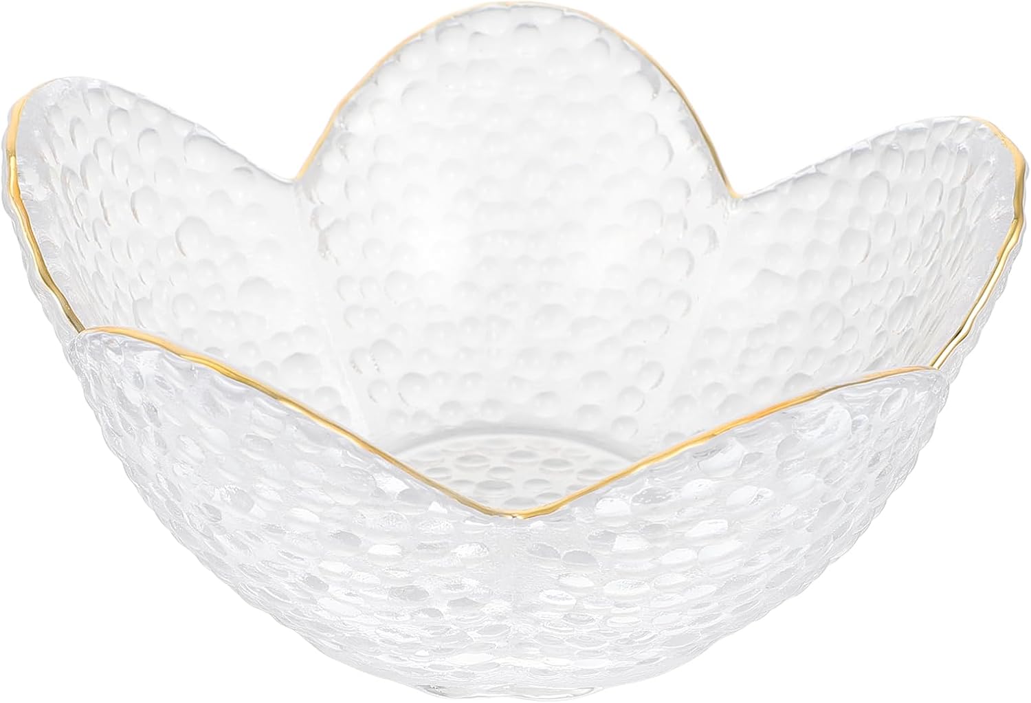 Luxshiny Lotus Fruit Plate Glass Candy Storage Plate Transparent 4.72 in Decorative Dessert Bowl for Fruit Salad Cake Cookies Weddings Parties Home Tableware