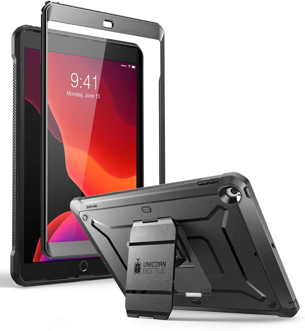 for iPad 9th Generation Case with Screen Protector (Unicorn Beetle Pro), [Built-in Stand] Heavy Duty Rugged Protective Case for iPad 10.2 9th / 8th / 7th Generation (2021/2020/2019), Black