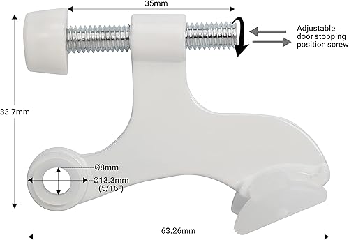 Vista 22 de Paquete de 5 tope de puerta Rok Hardware ajustable de alta resistencia con acabado de latón, ROKDSP1B