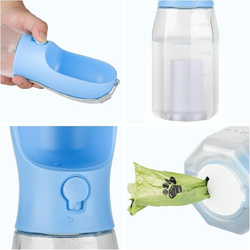 Miniatura 6 de Botella de agua para perros con contenedor de alimentos, dispensador de agua portátil para perros para mascotas para caminar al aire libre,