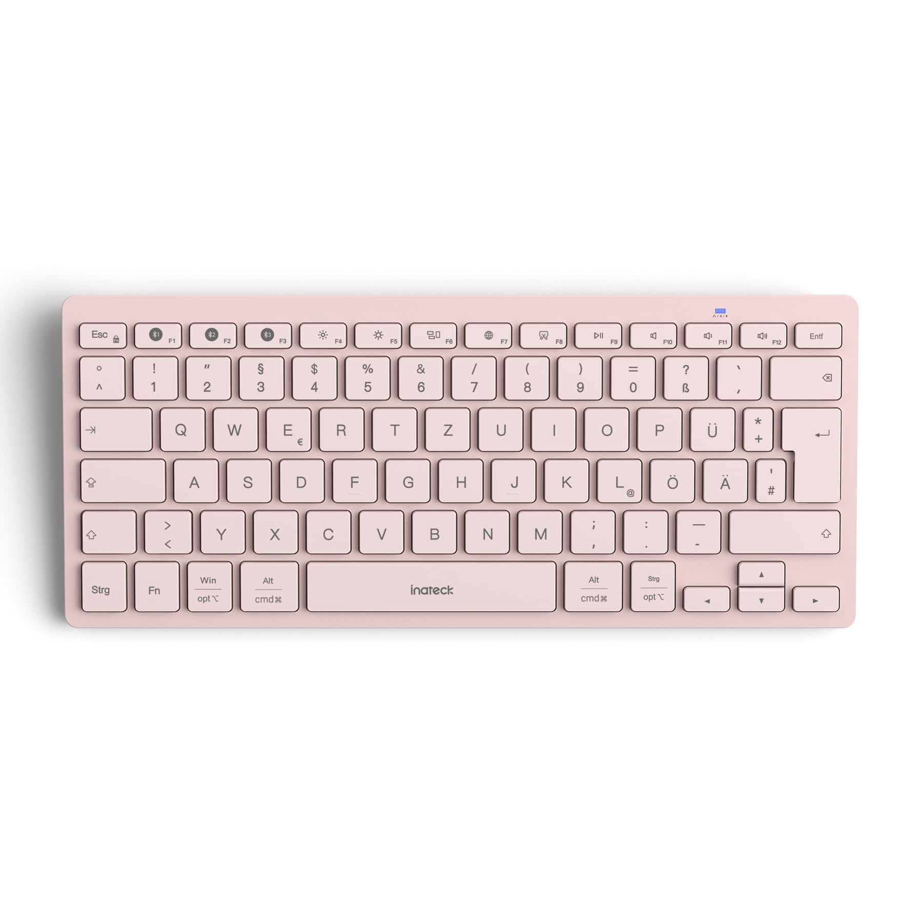 Inateck ultradünne Bluetooth-Tastatur, 3 Bluetooth Kanäle, ergonomisch | Große Tasten, kompatibel mit iPad, Windows, Android, iOS, QWERTZ