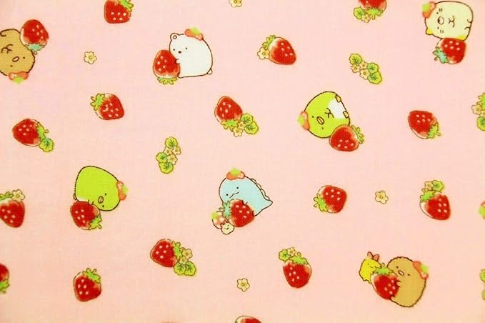 Amazon 生地 50cm単位 キャラクター ダブルガーゼ すみっコぐらし いちご柄 G 3471 1 布 B ピンク 並行輸入品 布 生地 通販