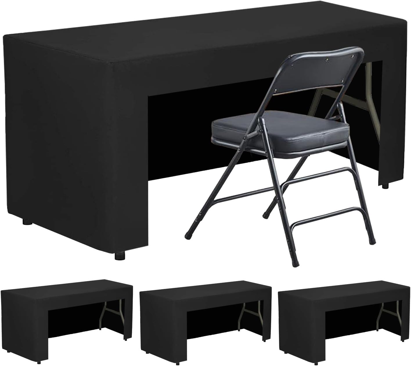 PLOYMONO Red Open Back Fitted Tablecloth, 4 Pack Table Clothes for 4 FT Rectangle Table, (48x24 Inch) Polyester Fabric Cover for Trade Craft Show, Buffet, Banquet, Wedding