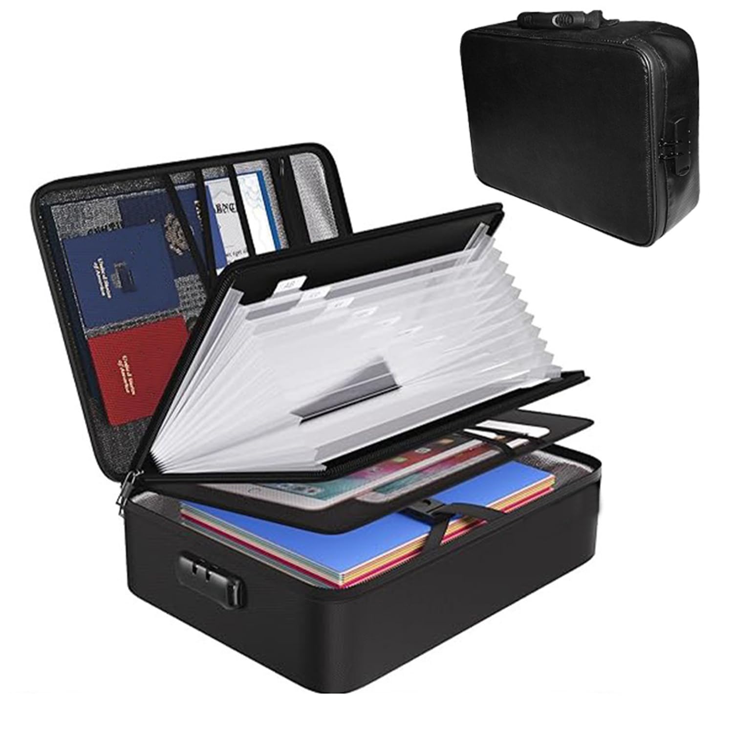 Caja De Documentos Ignífuga,36x28x11cm Organizador De Carpetas,Organizador De Carpetas Ignífugo Resistente Agua Con Cerradura,Para Guardar Documentos De Trabajo Importantes,Certificados,Facturas,Etc.