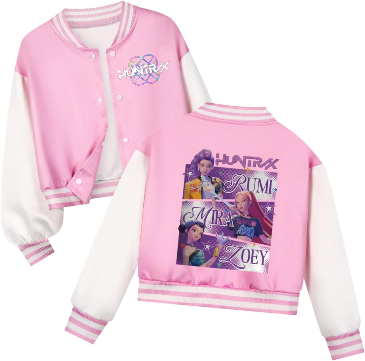 Hunters Movie Jackets For Girls K Pop Long Sleeve Button Down Coat De-Mon Jacket Kids Costume Pop Fan Lover