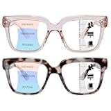 OPTOFENDY Progressive Multifocus Reading Glasses for Women Oversized Blue Light Blocking Oprah Style Computer Readers
