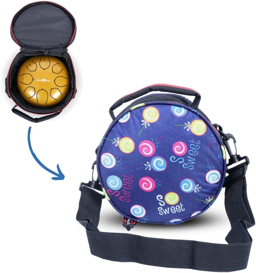 Steel Tongue Drum Bags, Padded Carrier Bags for Percussion Instrument Handpan Drum Carry Bag with Shoulder Strap (Colorful-6in)