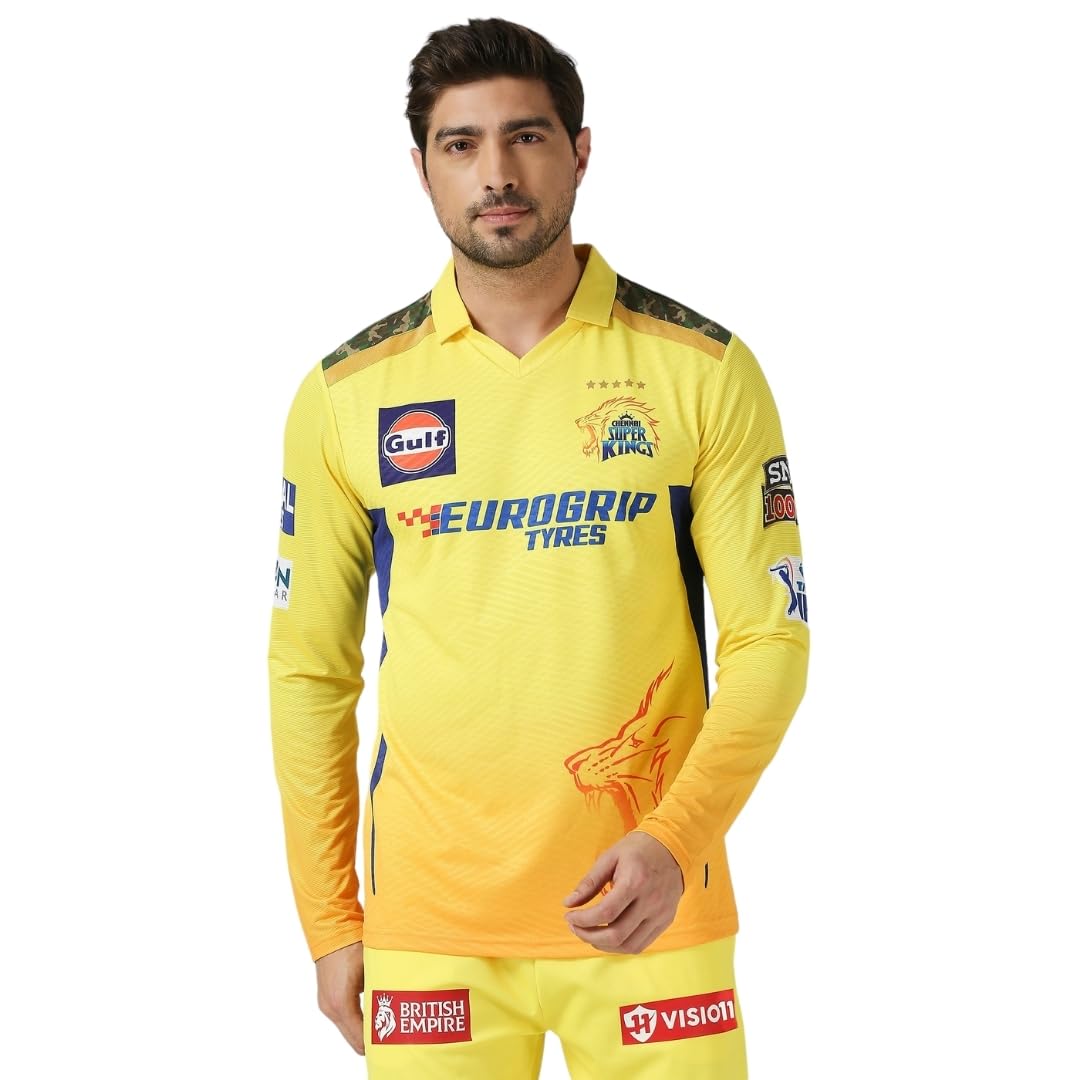 playR Mens IPL 2024 Chennai Super Kings Dhoni Match Jersey Full Sleeve-image-19