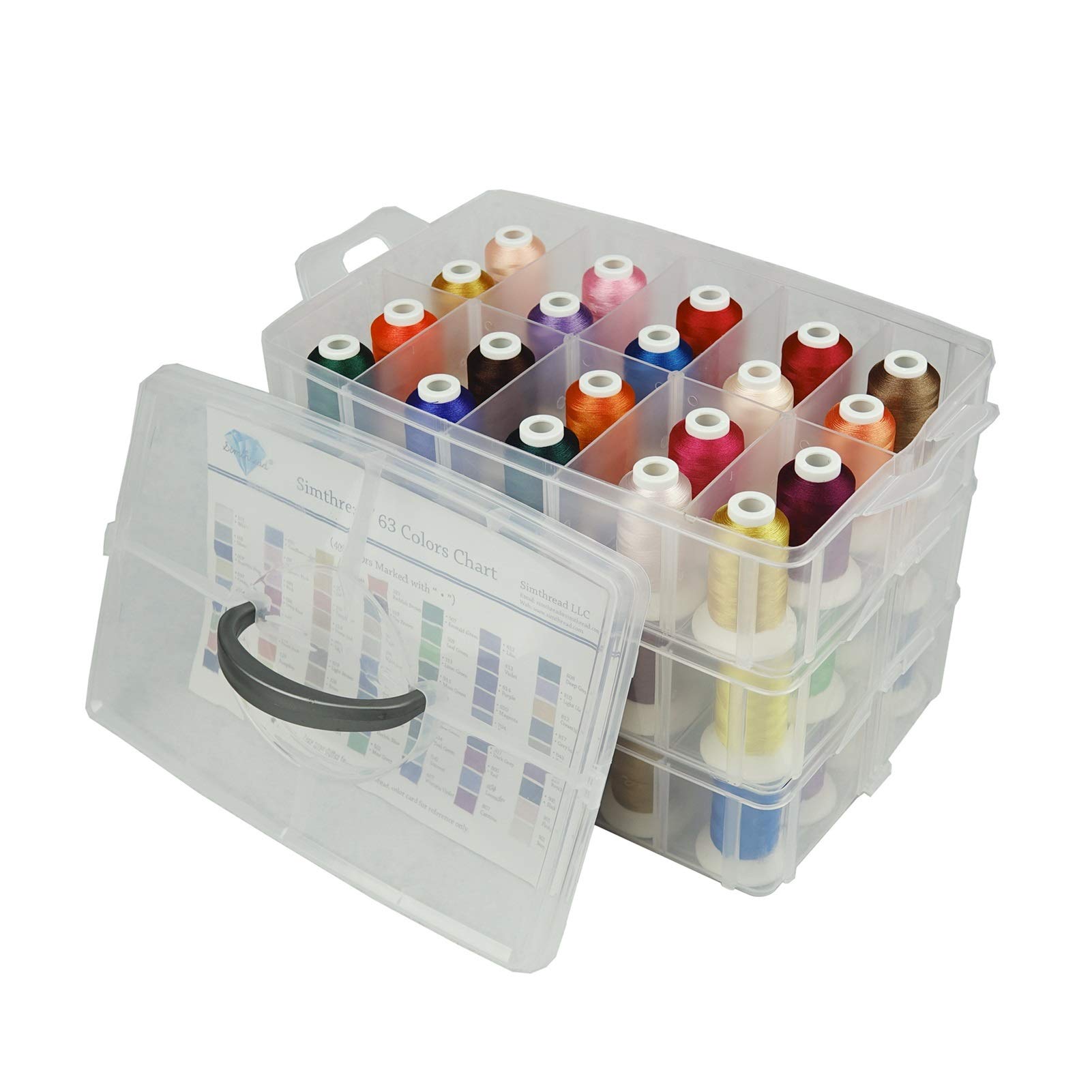 Fili per Cucire Multiuso, Filo da Ricamo 63 Colori 500 Metri con Custodia in plastica for Macchine da Cucire da Ricamo(with Plastic Case)