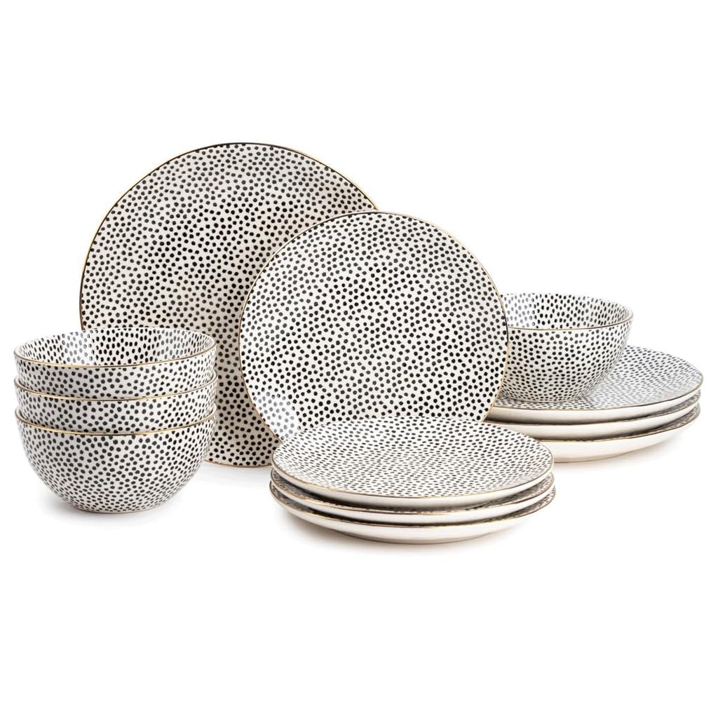 Ensemble de couverts ménagers en porcelaine ronde durable