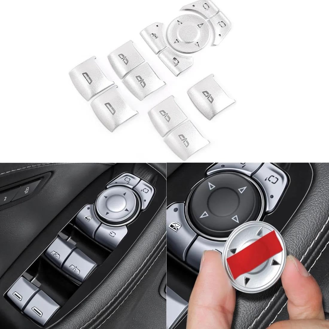 SKINII Decorazione Interni per Cadillac XT4 XT5 XT6 CT5 Finestra di Automobile Vetri Ascensore Pulsante Copertura Trim Adesivi per Interni 12 Pz/Set Modanatura Interni