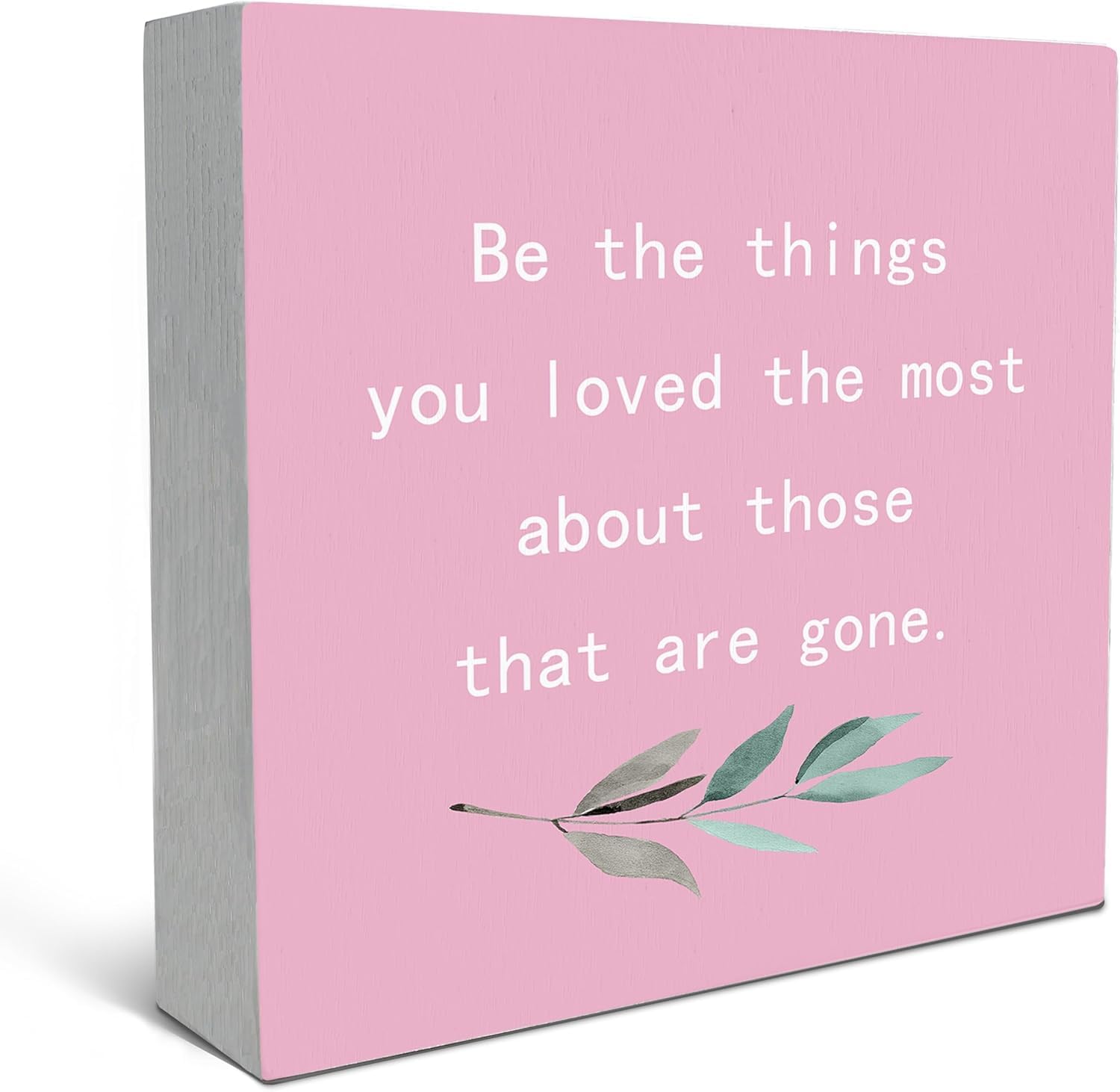 Pink Wooden Box Sign 7x7 Inch Sympathy Quote Desk Shelf Decor