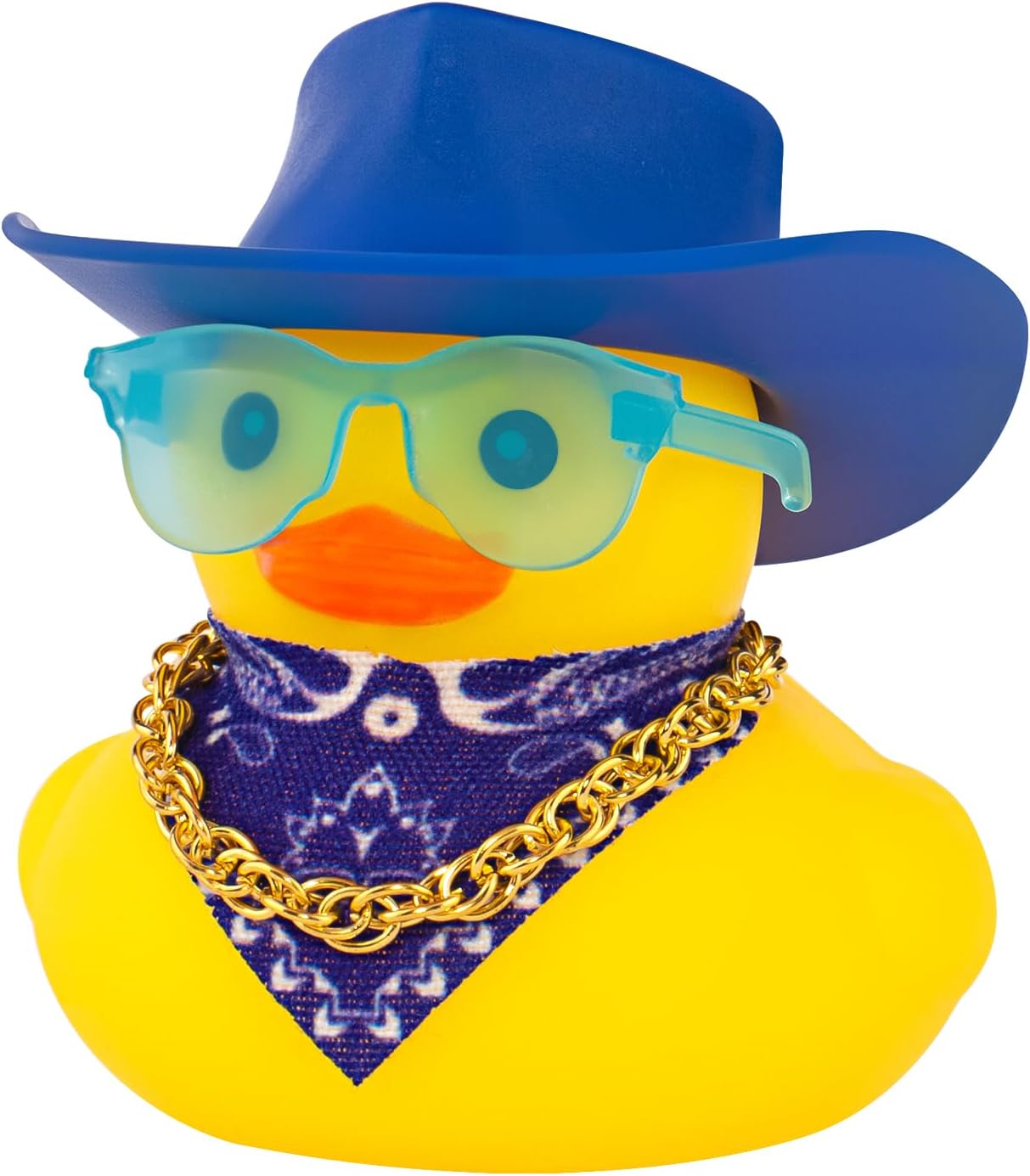 wonuu Car Decorations Rubber Ducks, Dashboard Rubber Ducky for Car Ornament Cute Duck with Cowboy Hat, Pink Glasses, Scarf, Necklace (Pink)
