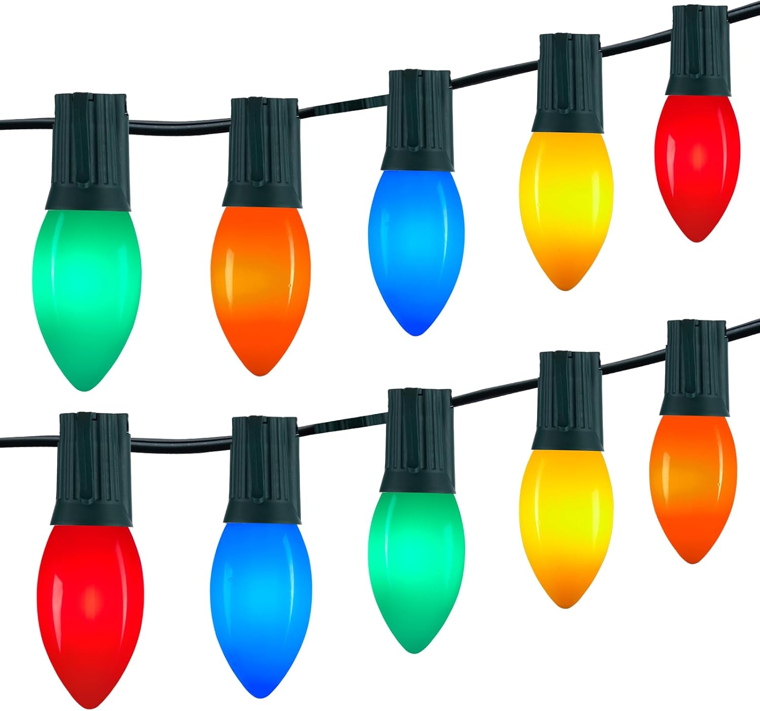 Vintage C9 LED Christmas Lights Outdoor, 200 Feet C9 String Lights with 100 Shatterproof C9 Bulbs, Waterproof Connectable Commercial Christmas Tree Lights for Outside Roofline Patio Decor, Multicolor